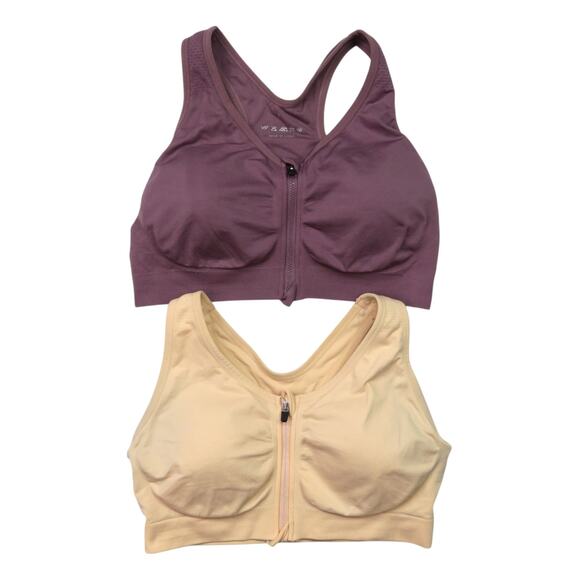 Dream Bra 2 Zip Front Compression Bras Size Large Cream & Purple - Picture 2 of 6